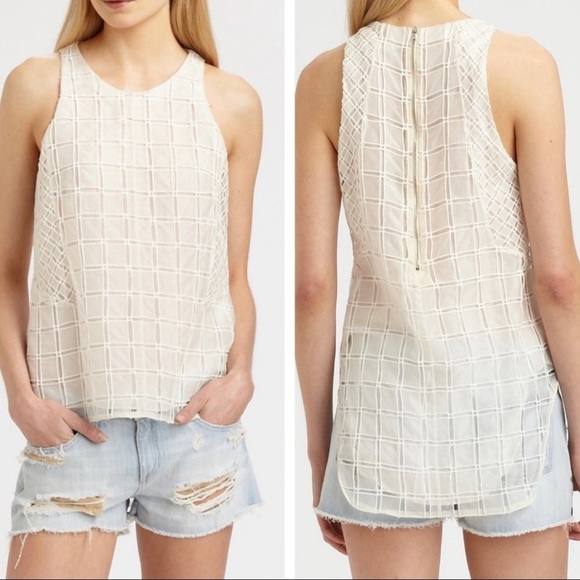 Rag & Bone Adeline Silk Grid Sleeveless Blouse - Picture 9 of 9
